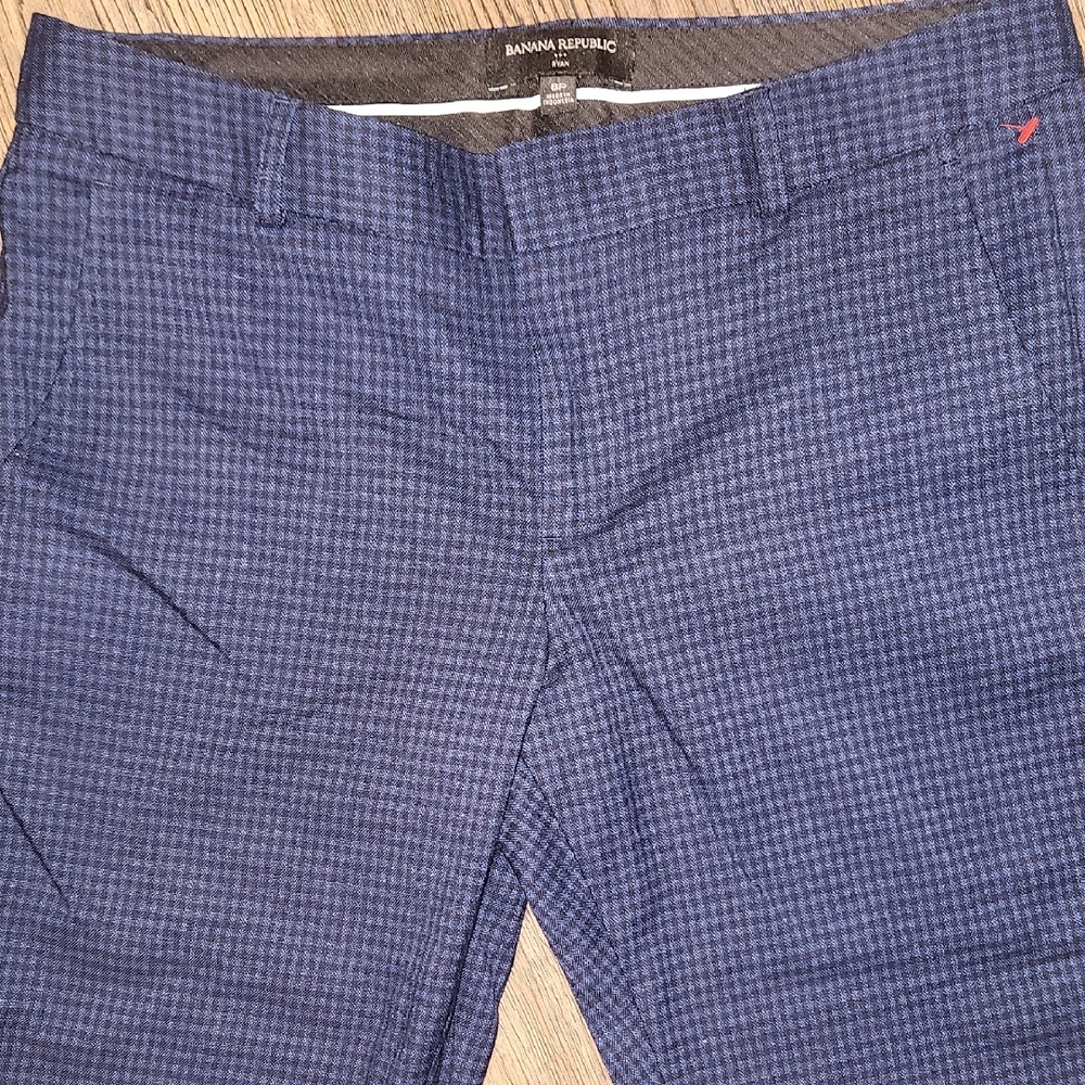 Banana Republic Womens Plaid  Dark Blue Patterned Dress Pants